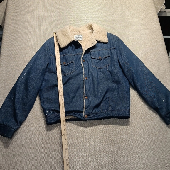 Vintage Raritan Sportswear Denim Sherpa lined Jacket, Size 44, Distressed Wear - Picture 1 of 10